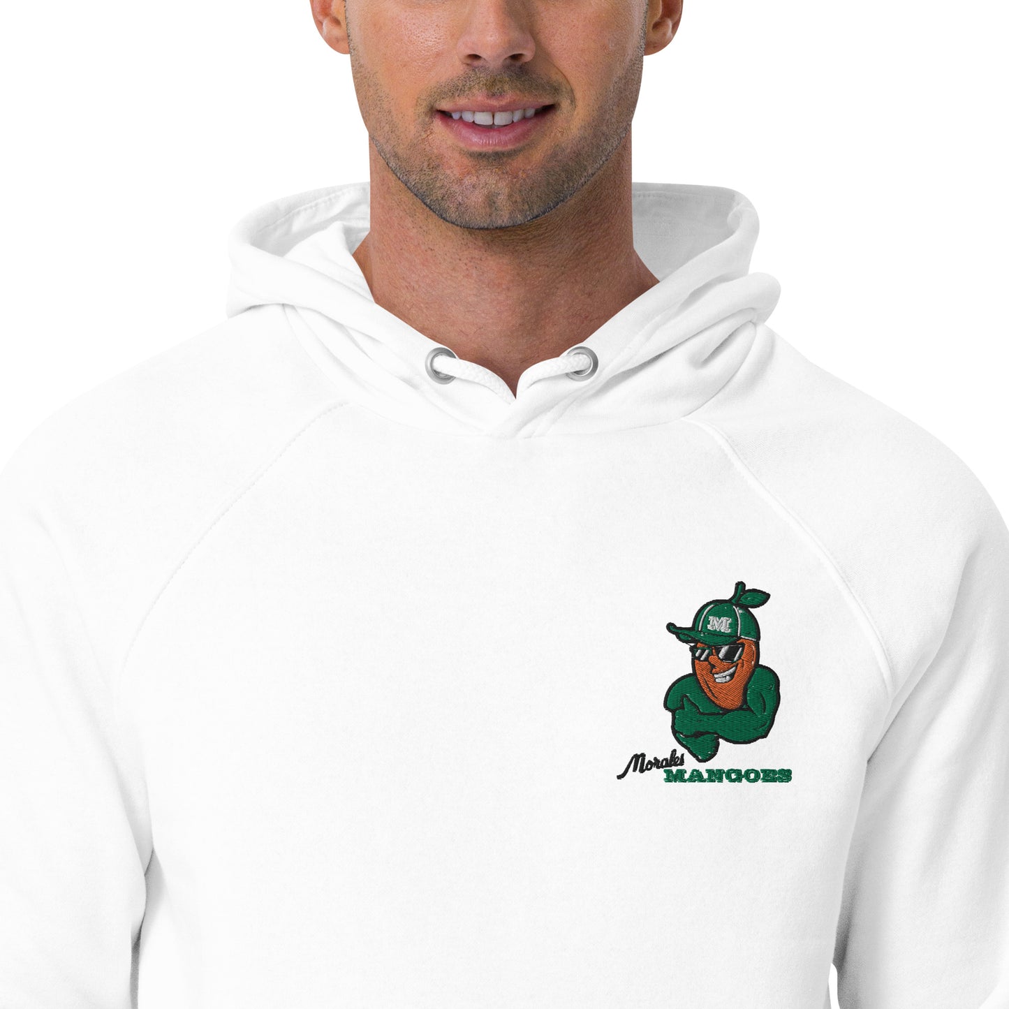 Men's eco raglan hoodie: Morales Mangoes